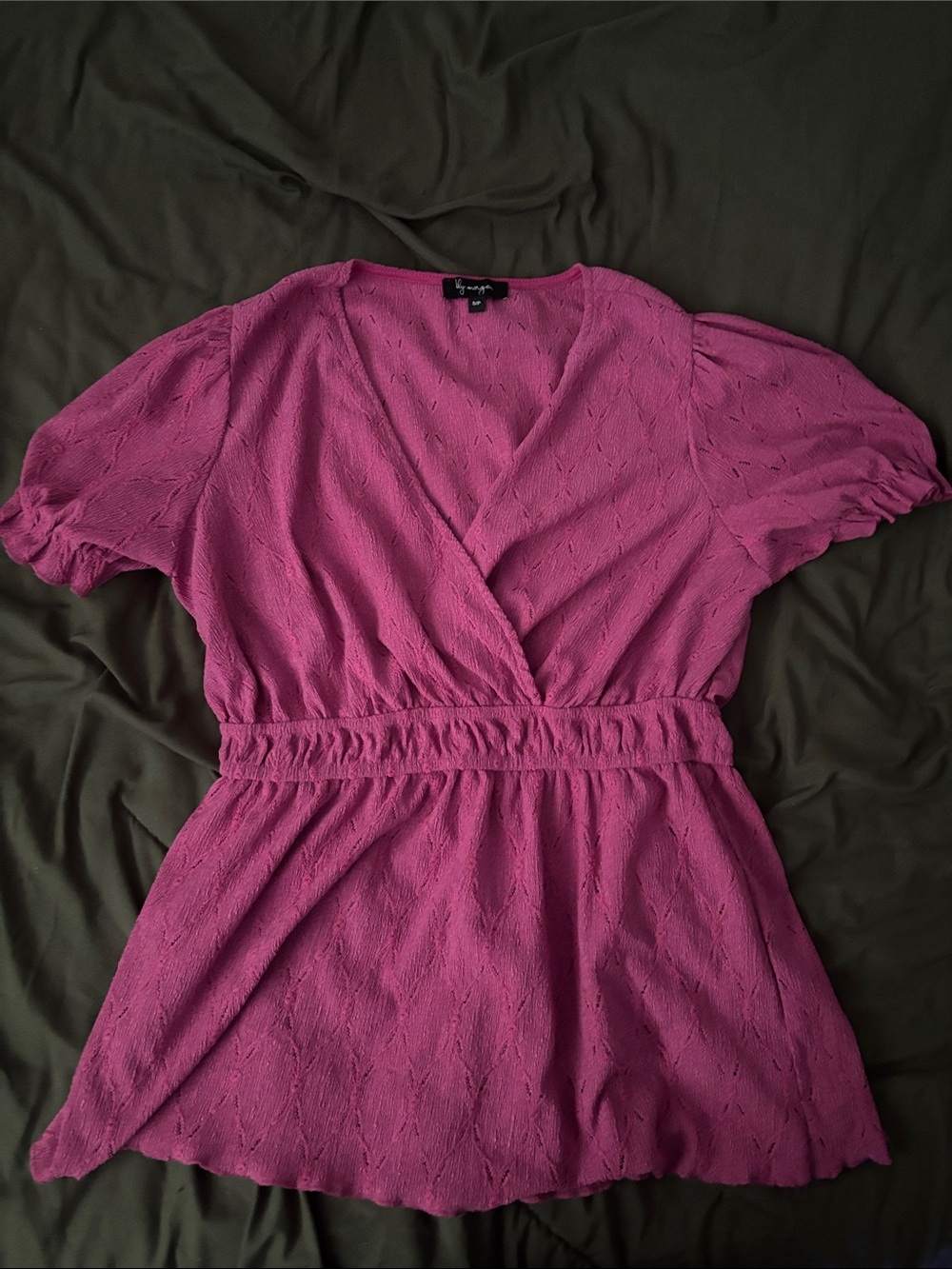 Women’s Pink/purple Short Sleeve Wrap-Style Dress